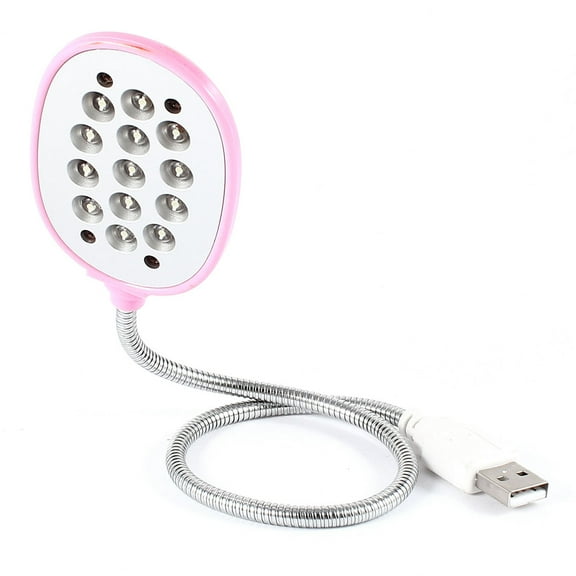 Home Desktop Portable Flexible Goose Neck USB 13 LEDS Light for Notebook Laptop Pink