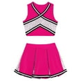 thumbnail image 4 of TiaoBug Girls Cheerleading Dance Outfits Sleeveless Striped V Neck Crop Top Pleated Skirt Sequins Set 4-14, 4 of 5