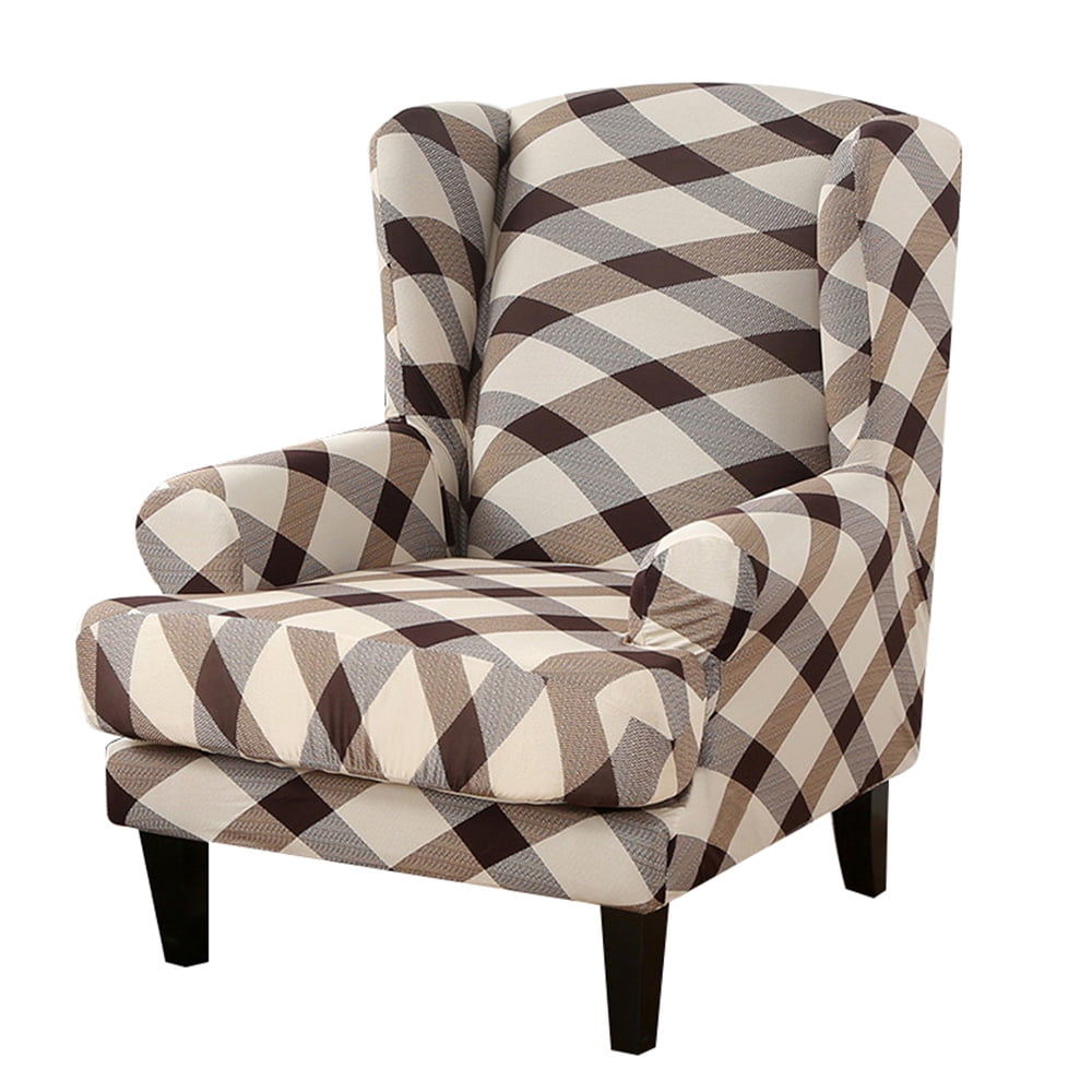 YLHHOME 2Piece Polyester Wing Chair Slipcover Beige
