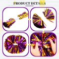 thumbnail image 4 of Minzimin 4 Pcs 14" Cheerleading Pom Poms with Hair Bows | 2 Metallic Cheerleader Pompoms with Baton Handle, 2 Large Bows, for Cheering School Team Spirit Sports Games Dancing Party, 4 of 7