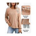 thumbnail image 6 of DOKOTOO Fall Tops for Women Crew Neck Stretchy Pullover Waffle Knit Lace Casual Raglan Long Sleeve Shirts Loose Fit Soft Blouses, 6 of 9