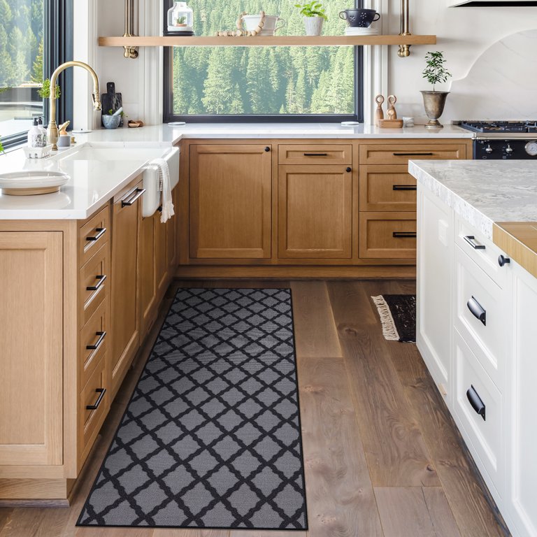 House Home & More Skid-Resistant Carpet Runner Diamond Trellis Lattice – Coffee Brown & Vanilla Cream 26 in. x 12 ft.