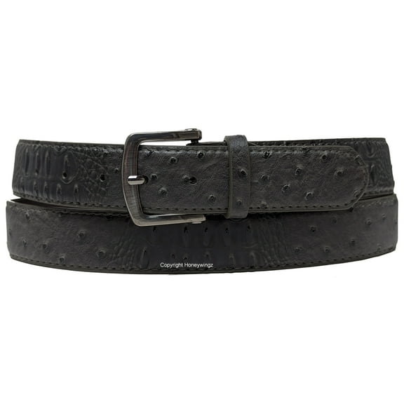 Men Dark Brown Faux Alligator Crocodile Skin Leather Belt A5