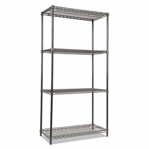 Alera ALESW503618BA 36 in. x 18 in. x 72 in. 4-Shelf Wire Shelving Starter Kit - Black Anthracite