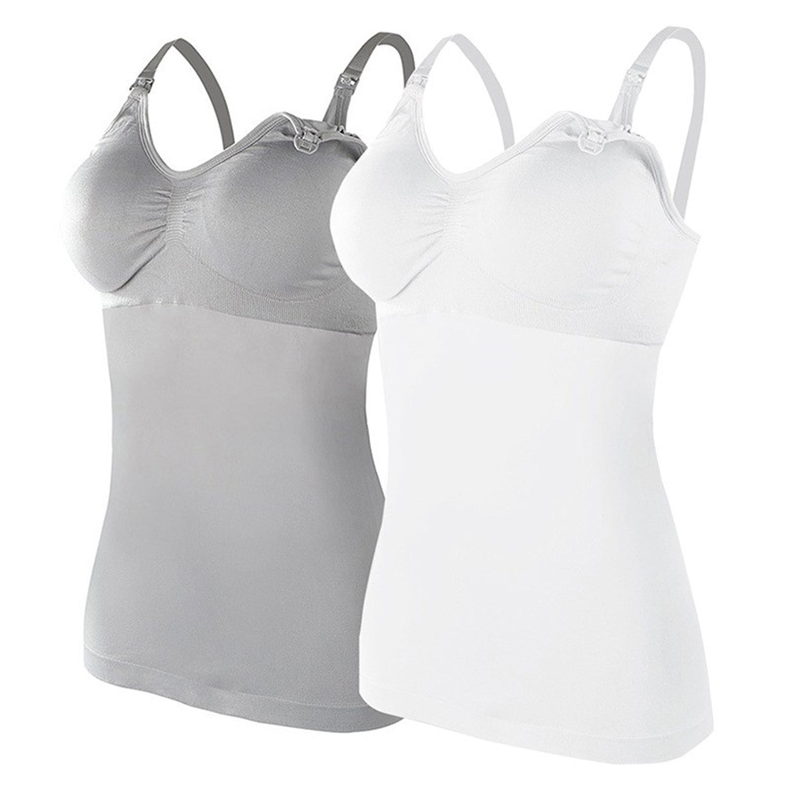 Womens Nursed Tank Tops Built In Bra Top For Breastfeeding Maternity Camisole  Brasieres 2PC With 4PC Breast Pads