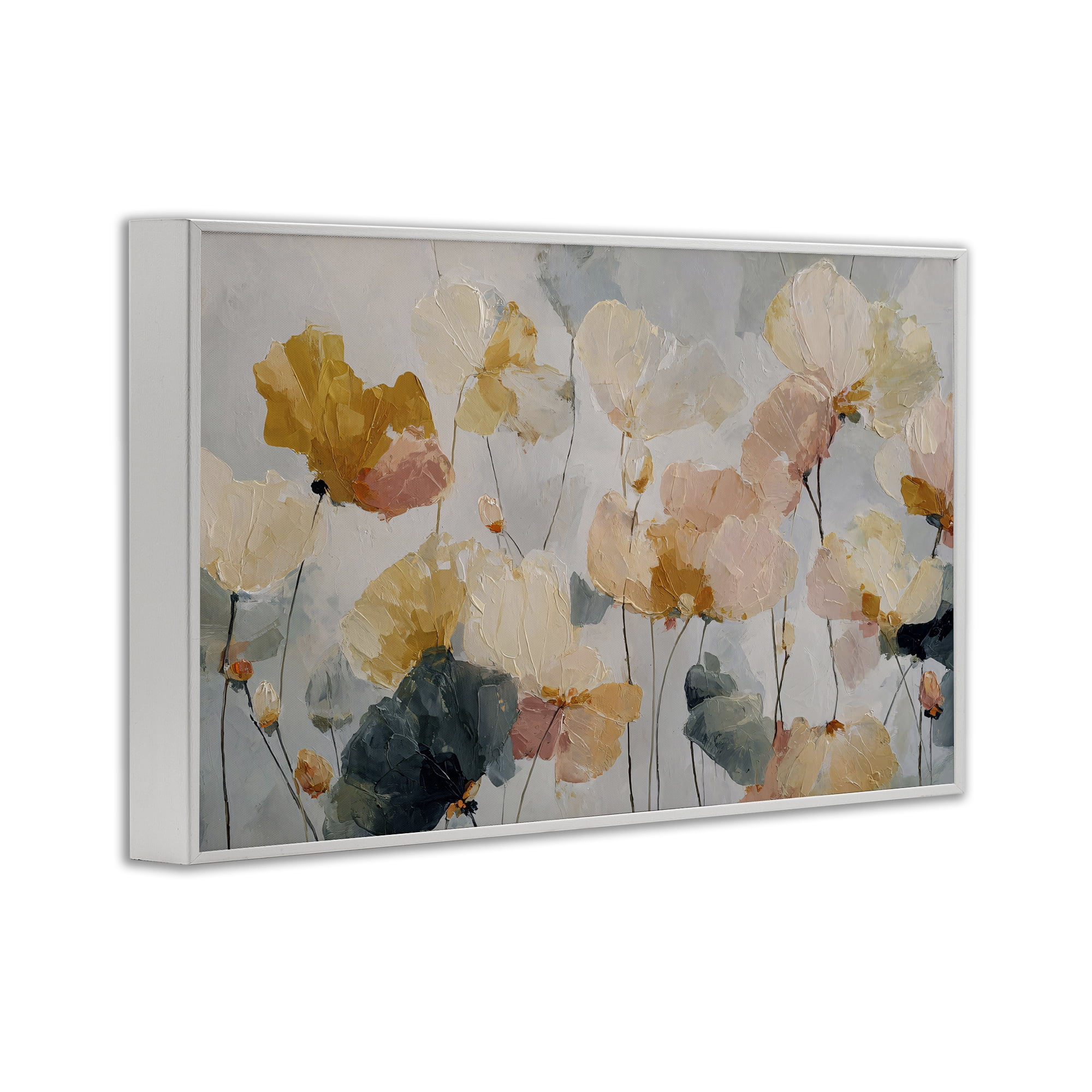 Stupell Industries Abstract Brushed Petals White Framed Giclee Art, design by Jacky Ngan