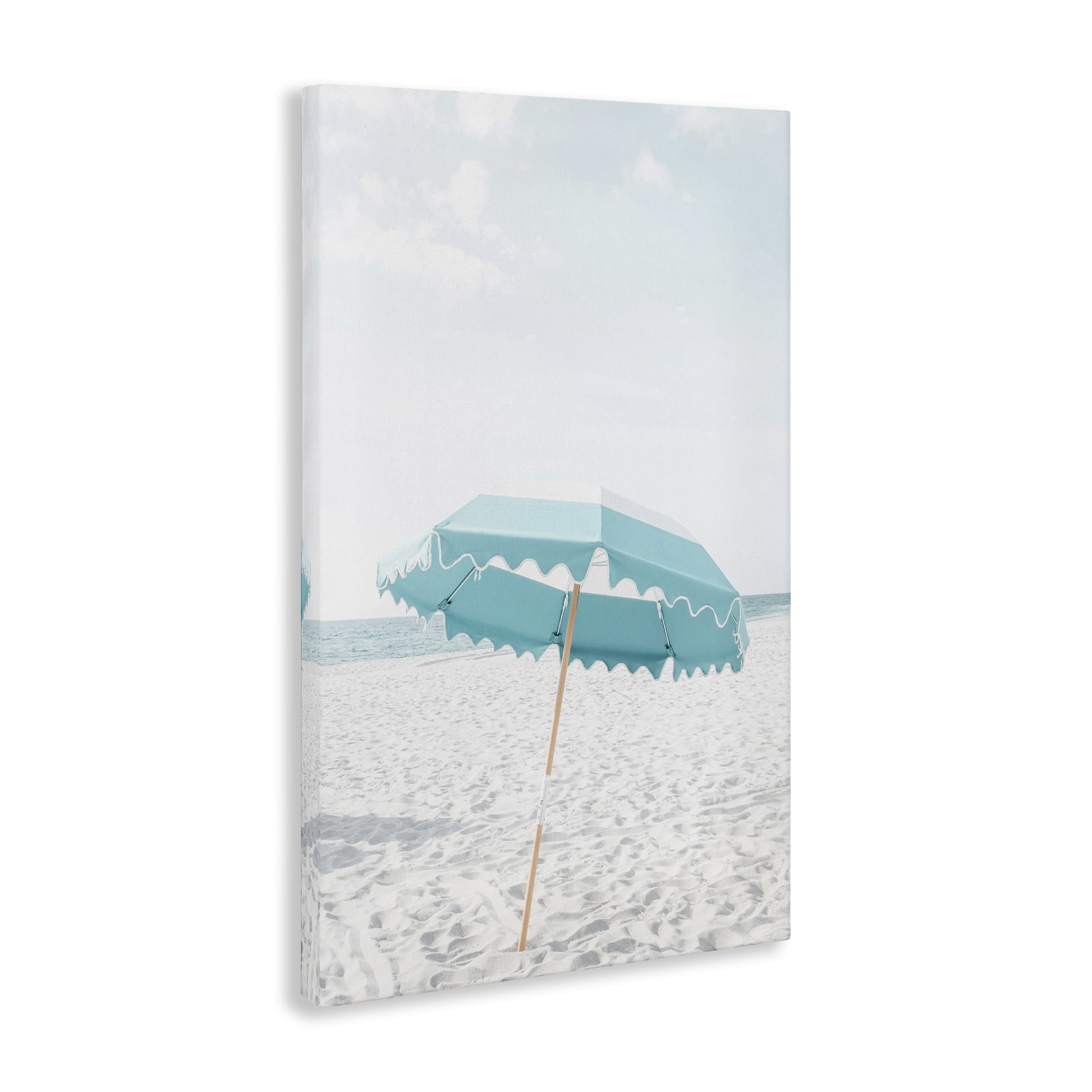 Stupell Industries Lone Blue Beach Umbrella Nautical & Beach Photography Wrapped Canvas Art Print Wall Art, 16 x 24