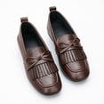 thumbnail image 6 of Shrysg Women's Round Toe Loafers with Bow and Tassel Breathable Faux Leather Slip-On Shoes for Office Casual Wear Brown, 6 of 7