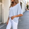 thumbnail image 6 of yillto Womens Blouse Summer V Neck Plain Short Sleeve Loose Top Causal Trendy Dressy Shirts Outfits, 6 of 6