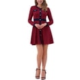 thumbnail image 1 of Vestido A-Line Elegante de Cuello Redondo con Botones de Houndstooth para Mujeres INSPIRE CHIC Talla M, 1 of 6