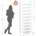thumbnail image 3 of 10 Tiers Tall Shoe Rack 20-25 Pairs Boots Organizer Storage Sturdy Narrow Shoe Shelf for Entryway, Closets with Hooks, White, 3 of 7