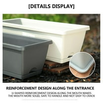 14 Inch Plastic Rectangular Window Planter Box, Window Vegetable Planter Box with Trays, Rectangular Flower Pots for Windowsill, Garden, Balcony, Patio, Grey