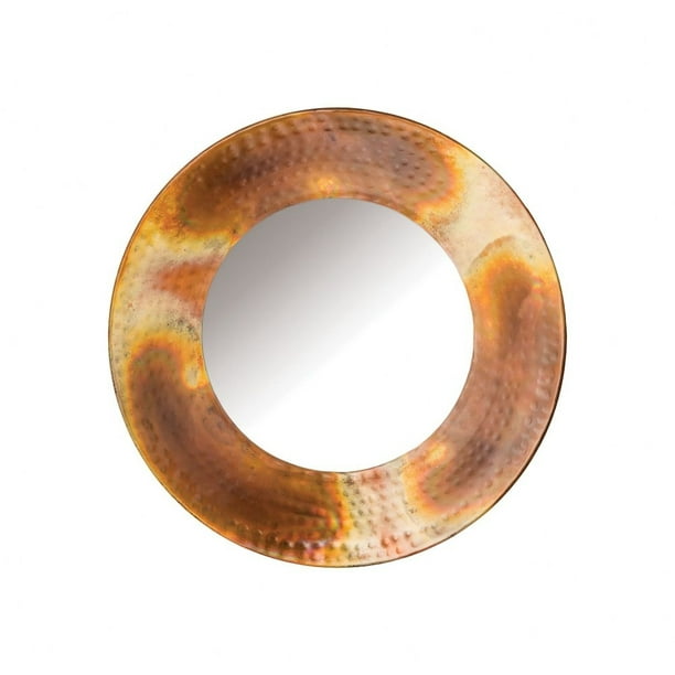 Round Wall Mirror With Hammered Copper Frame Made Of Iron ...