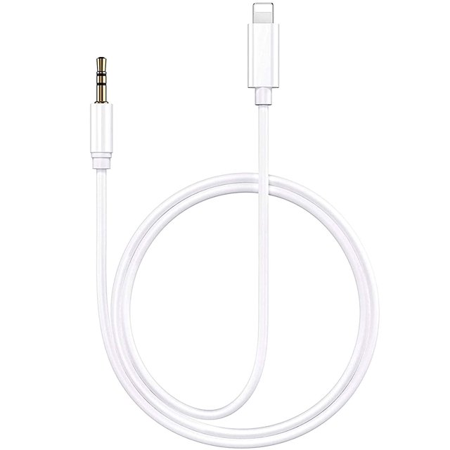 Cable de audio para teléfono móvil auxiliar de Apple para automóvil Adecuado para 7/8 / Plus3.5 Cable adaptador Auriculares Cable de audio para teléfono móvil Blanco brillar Juguete