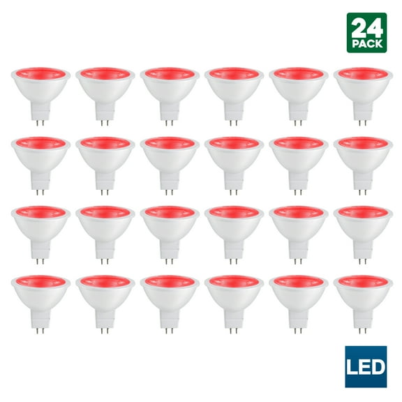 24 Pack Sunlite MR16 Red LED Bulb, 12 Volt, 3 Watt, 90 Lumens, GU5.3 Base, 30,000 Hour Long Life, 25W Equivalent, Energy Saving, Cool Touch