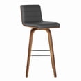 thumbnail image 2 of 26 Inch Faux Leather Counter Height Barstool with Wooden Support, Gray - Saltoro Sherpi, 2 of 6