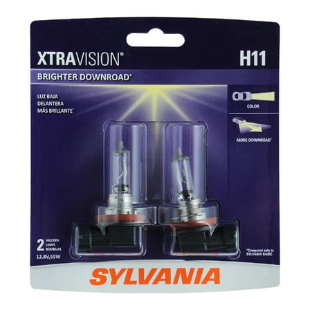 Sylvania H11 XtraVision Halogen Headlight Bulb, 2 Pack, Compatible with Multiple Cars
