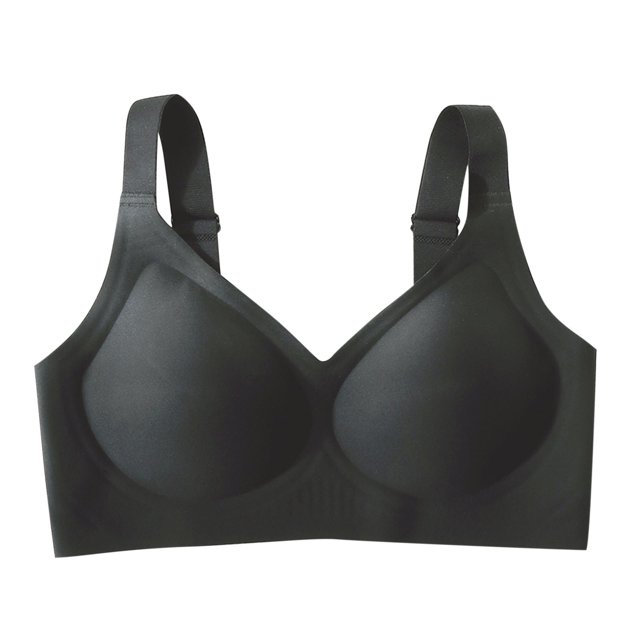 Yanlir Womens Solid Seamless Wireless Supportive Bra Push Up Comfortable Breathable Soft No Underwire Full Coverage Underwear(Black,XL)