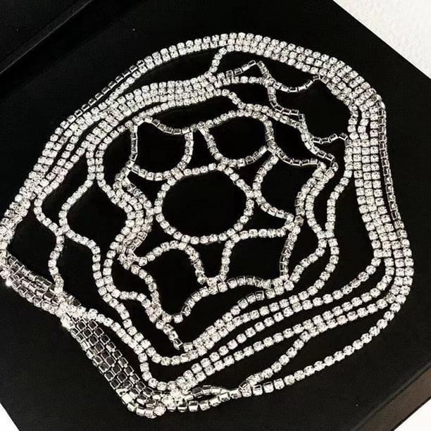 Cadena de cabeza de aleta de cristal, cadena de cabeza de malla con diamantes de imitación, tocado de malla con diamantes de imitación, joyería para el cabello de cristal para mujeres, tecnología de vanguardia