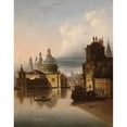 thumbnail image 2 of Johann Wilhelm Jankowsky 12x14 Gold Ornate Wood Frame and Double Matted Museum Art Print Titled - Capriccio, Venice, Scene on a Canal, 2 of 4