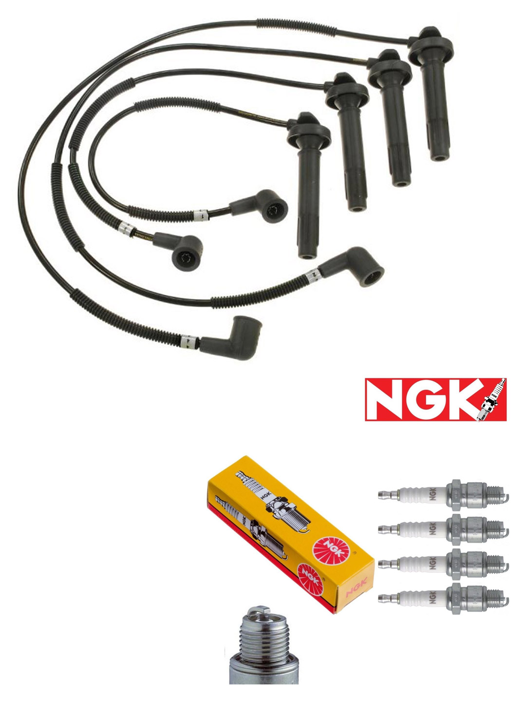 Set of 1 ISA Ignition Coil, 4 NGK Spark Plugs and Wireset Compatible with  2005-2010 Subaru Forester 2.5L Replacement for UF538