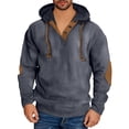 thumbnail image 2 of Men's Big and Tall Corduroy Hooded Sweatshirt with Color Block Design and Stand Collar, 2 of 7