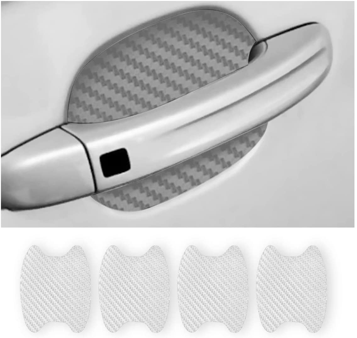 HCXIN 4PCS Car Door Handle Sticker, Carbon Fiber AntiScratches Car