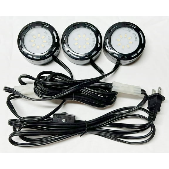 Under Counter LED Puck Light Accent Kit 120V 4W Plug-in (Set of 3 Lights) Black