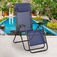 thumbnail image 4 of Dkeli Zero Gravity Chair Folding Mesh Zero Gravity Recliner with Cup Holder and Pillow Support 300lbs for Deck, Lawn, Poolside, Camping, Blue, 4 of 7