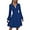 Blue, variant on Women Fall Dresses Casual Long Sleeve Deep V Sexy Dress A-line Elastic High Waisted Flowy Dress