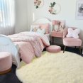 thumbnail image 2 of HAHDAXIA Pale Yellow Round Rug for Bedroom,Fluffy Circle Rug 4'X4' for Kids Room,Furry Carpet for Teen Girls Room,Shaggy Circular Rug for Nursery Room,Fuzzy Plush Rug for Dorm,Cute Room Decor, 2 of 6