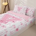 thumbnail image 3 of Manfei Cartoon Loves Print Zipper Twin Comforter Sets with Fitted Sheet and 2 Pillowcases For Kids,Letter Y Initial Monogrammed Zipper Bedding Set For Bowtie Girls,Pink Reversible,4 Pieces, 3 of 7