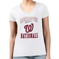 thumbnail image 4 of Women's G-III 4Her by Carl Banks White Washington Nationals Super-Slim Fit Lightweight Team Logo Graphic V-Neck T-Shirt, 4 of 5