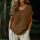thumbnail image 1 of Craaazy Women's Oversized Short Sleeve Tunic Tops, Lightweight Cotton Linen Casual Shirt, Breathable Crew Neck Blouse for Everyday Outfits Gifts, 1 of 5