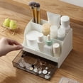 thumbnail image 5 of Desktop Makeup Storage Box Tabletop Organizer Pen Holder with Drawer Container Storage Case Display White, 5 of 7