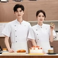 thumbnail image 6 of ZenCart Chef Clothes Stand Collar Short Sleeve Single-Breasted Men Women Chef Uniform Breathable Solid Color Design Chef Suit, 6 of 7