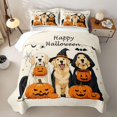 thumbnail image 2 of Homewish Golden Retriever Dog Bed Spread Queen,Happy Halloween Print Queen Coverlet Set,Cream,Pumpkins Decor,3 Pieces, 2 of 7