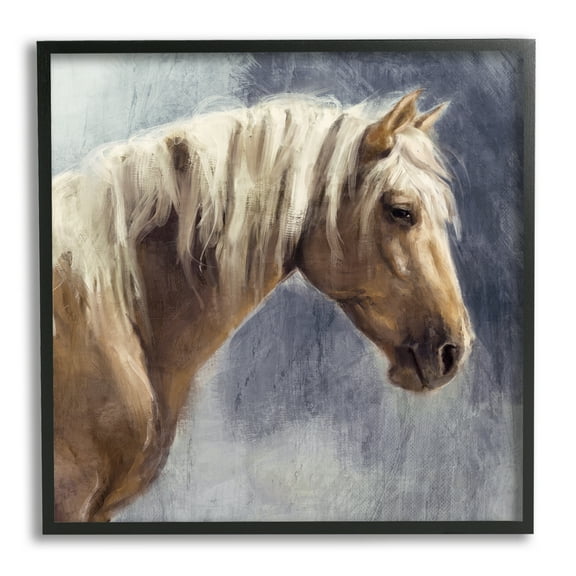 Stupell Industries Golden Boy Horse Portrait Animals & Insects Painting Black Framed Art Print Wall Art, 12 x 12