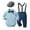 Blue, variant on FYDUU Toddler Boy Clothes Fashion Baby Boy Clothes Suit Long Sleeve Dress Shirt Suspenders Pants Beret Hat 3Pcs Sets Toddler Gentleman Outfit,Green,9-12 Months