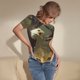 thumbnail image 3 of Balery Dinosaur Bald Eagle Body de cuello redondo de manga corta para mujer Tops de manga corta Tops básicos-XX-Large, 3 of 7