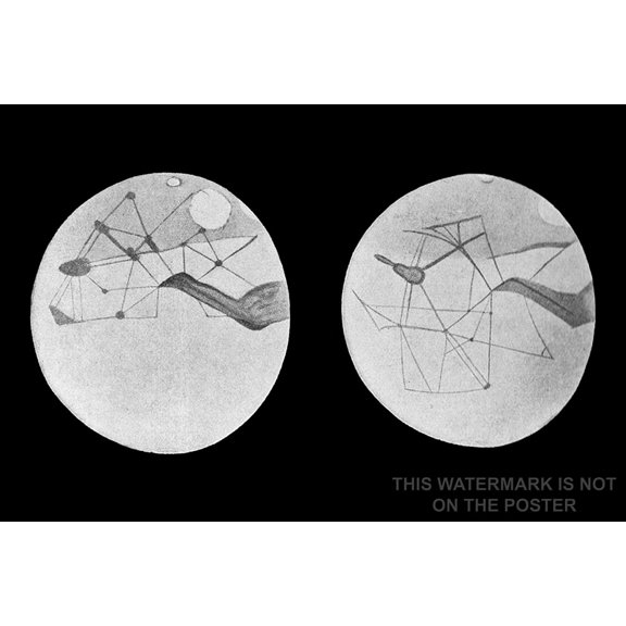 24"x36" Gallery Poster, mars map Martian canals depicted by Percival Lowell