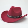 thumbnail image 2 of New Vintage Western Cowboy Hat For Men's Gentleman Lady Jazz Cowgirl With Leather Wide Brim Cloche Church Sombrero Hombre Caps, 2 of 3