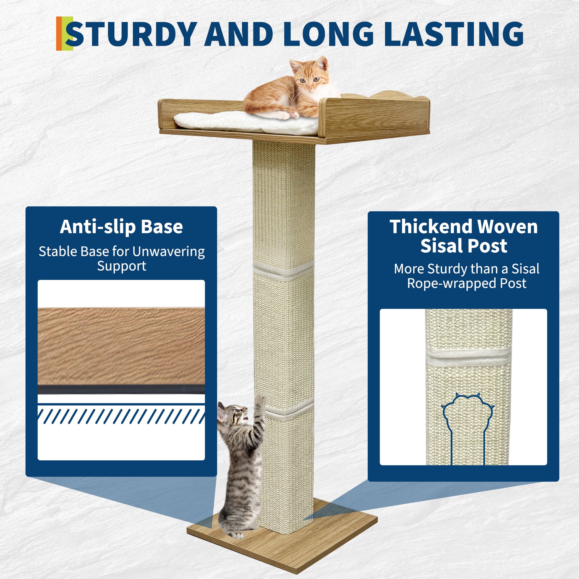 Amkui 40" Tall Cat Window Perch with Scratching Posts & 2 Platforms,Cat Kitten Sisal Climbing Tree with Suction Cups,Window Cats Bed with Removable Cushion