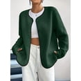 thumbnail image 5 of Womens Fleece Jacket Fall Winter Warm Long Sleeve Casual Loose Fit Comfy Fashion Outwear Cardigan Coat Dark Green S, 5 of 8