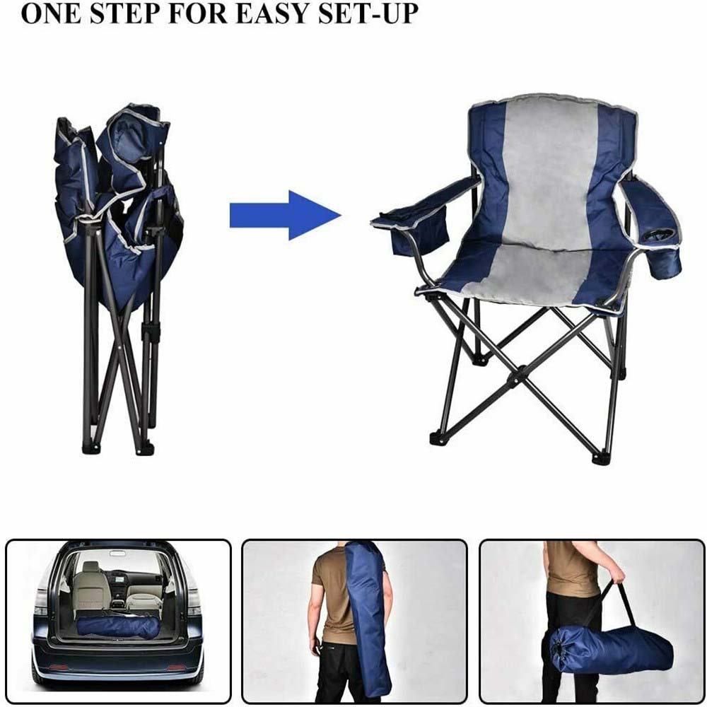 Portable Folding Single Chair with Steel Frame & Cup Holder, Lightweight Compact Camping Chair, Camping Folding Chair, Easy Storage with Storage Bag, Folding Chair, Fit for Hiking and Camping, T24 - image 4 of 7