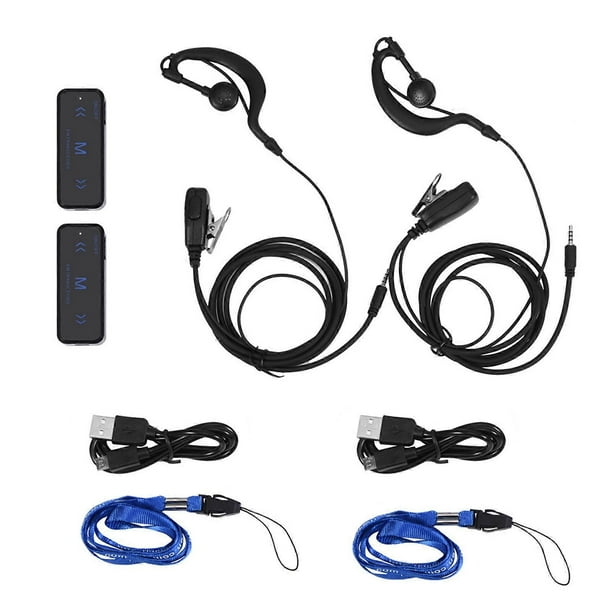Lot de 2 mini talkies-walkies 400-480 MHz, émetteur-récepteur radio bidirectionnel et écouteur, alimenté par USB