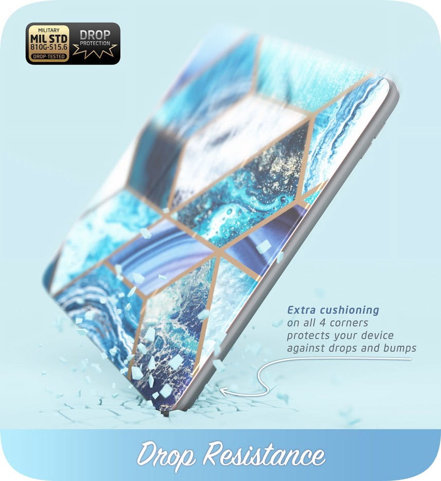 New iPad 9.7 Case 2018/2017, [Built-in Screen Protector] i-Blason [Cosmo] Full-Body Trifold Stand Protective Case Cover with Auto Sleep/Wake & Apple Pencil Holder for Apple iPad 9.7 Inch (Blue)