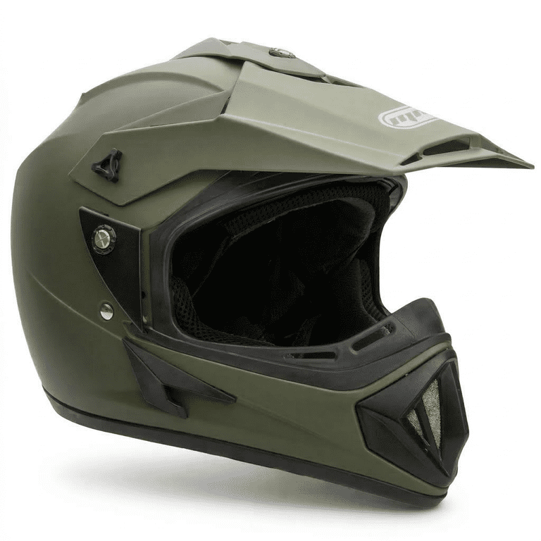 Mmg Motorcycle Off-Road Helmet MX ATV Dirt Bike Matte Military Green with Goggles (X-Large) Model 30