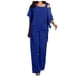 thumbnail image 1 of Conjunto informal de dos piezas con hombros irregulares para mujer: camisa y pantalones de gasa, elegante ropa de fiesta, tallas S-XXL, 1 of 7