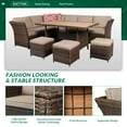thumbnail image 7 of VIVIJASON 7-Pieces Powder Coated Steel Modern Design Outdoor Conversation Sets with Ottoman, Brown, 7 of 7
